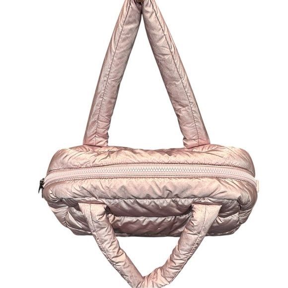 ZUDA Metallic Blush Pink Quilted Nylon Puffer Tote Bag - Picture 3 of 10